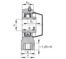吊裝式軸承座單元 RHEY40-TV-VA, 塑料軸承座,內(nèi)圈帶平頭螺釘?shù)耐馇蛎媲蜉S承,耐腐蝕設(shè)計(jì),R 型密封 吊裝式軸承座單元 RHEY40-TV-VA, 塑料軸承座,內(nèi)圈帶平頭螺釘?shù)耐馇蛎媲蜉S承,耐腐蝕設(shè)計(jì),R 型密封