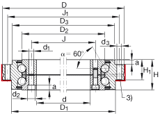 推力角接觸球軸承 ZKLDF100, 雙向，螺釘安裝，兩側帶密封蓋