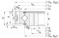 交叉滾子軸承 XI120288-N, 有內(nèi)齒，兩側(cè)唇密封
