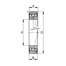 主軸軸承 HSS71902-C-T-P4S, 調節，成對安裝，接觸角 α = 15°，兩側唇密封，非接觸，加嚴公差