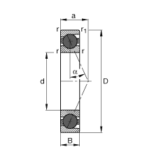 主軸軸承 HCB7224-E-T-P4S, 調(diào)節(jié)，成對或單元安裝，接觸角 α = 25°，陶瓷球，限制公差
