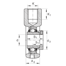 吊裝式軸承座單元 THE45, 鑄鐵軸承座,帶偏心鎖圈的外球面球軸承,T 型密封 吊裝式軸承座單元 THE45, 鑄鐵軸承座,帶偏心鎖圈的外球面球軸承,T 型密封