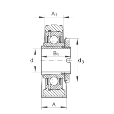 直立式軸承座單元 RASEA35-N, 鑄鐵軸承座,帶緊定套的外球面球軸承,R 型密封 直立式軸承座單元 RASEA35-N, 鑄鐵軸承座,帶緊定套的外球面球軸承,R 型密封